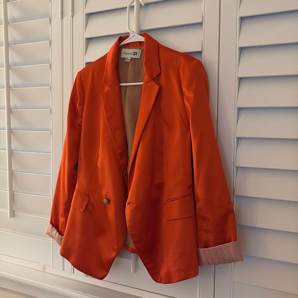 Orange satin blazer